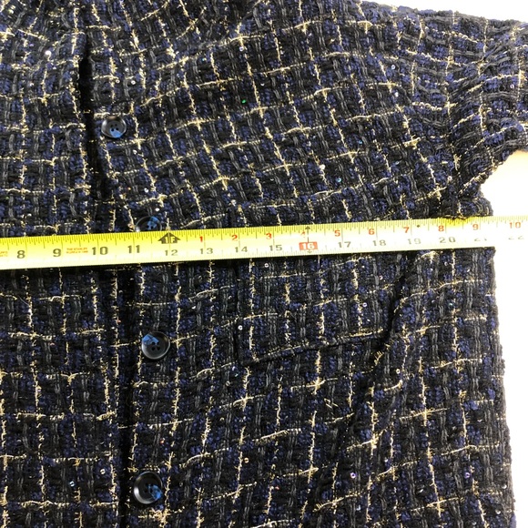 Okma Shop Women tweed lurex knit hooded sequins embellished hoodie, sz medium - Picture 10 of 12